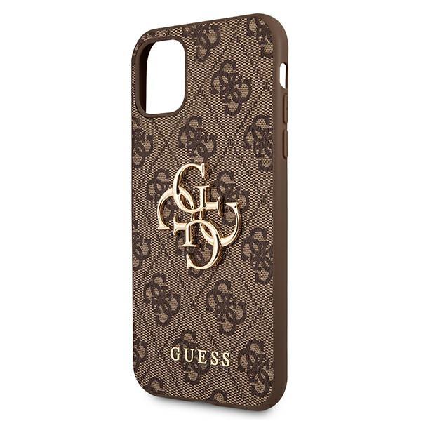 GUESS Telefontok a iPhone 11, 4G Big Metal Logo, barna