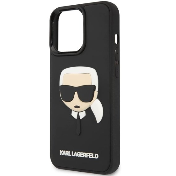 Karl Lagerfeld Telefontok a iPhone 13 Pro, 3D Rubber Karl's Head, fekete