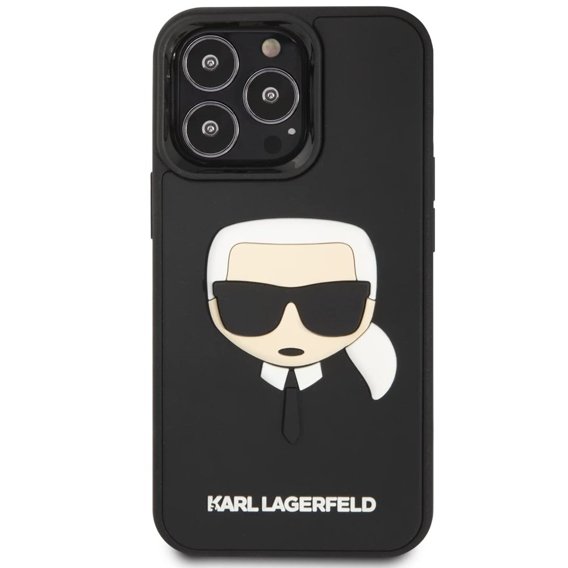 Karl Lagerfeld Telefontok a iPhone 13 Pro, 3D Rubber Karl's Head, fekete