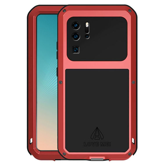 Love Mei Telefontok a Huawei P30 Pro, armored with glass, piros / fekete