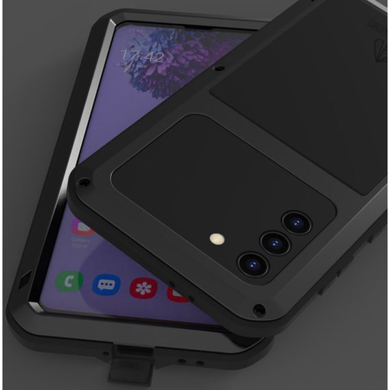 Love Mei Telefontok a Samsung Galaxy S21+ Plus, üveggel páncélozva, fekete
