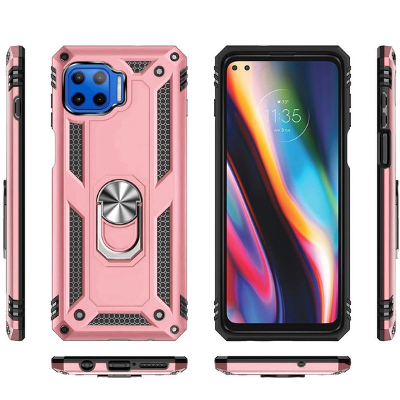Páncélozott telefontok a Motorola Moto G 5G Plus, Nox Case Ring, rózsaszín rose gold