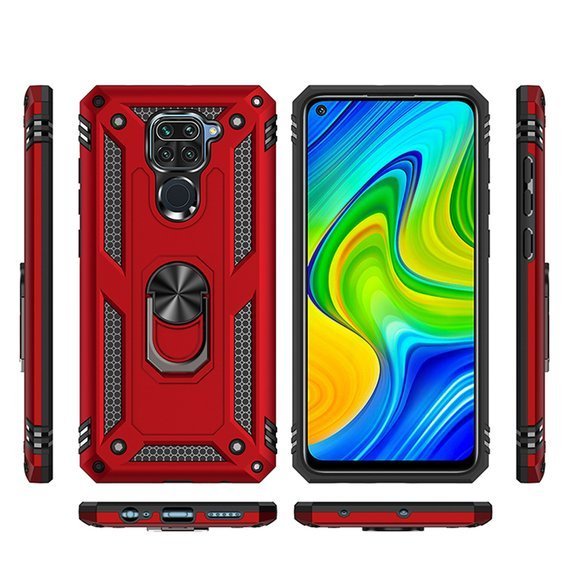 Páncélozott telefontok a Xiaomi Redmi Note 9, Nox Case Ring, piros