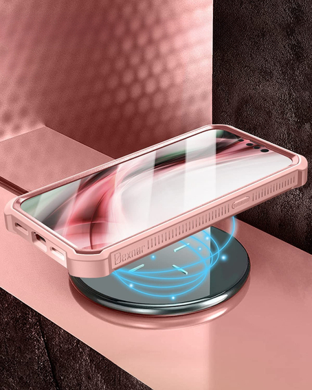 Páncélozott tok a iPhone 13 / 14, Dexnor Full Body, rózsaszín rose gold
