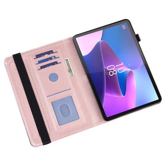 Pattintható tok Lenovo Tab M9, flower, rózsaszín rose gold