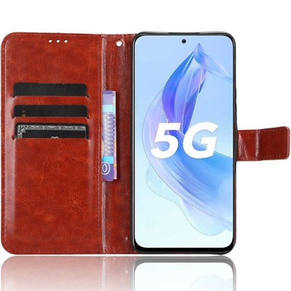 Pattintható tok a Honor 90 Lite 5G, Crazy Horse Wallet, barna