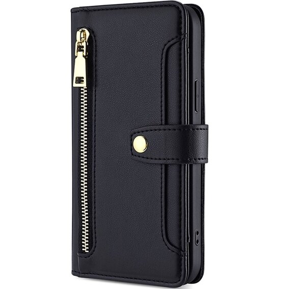 Pattintható tok a Honor Magic5 Lite, Wallet Zipper Pocket, fekete