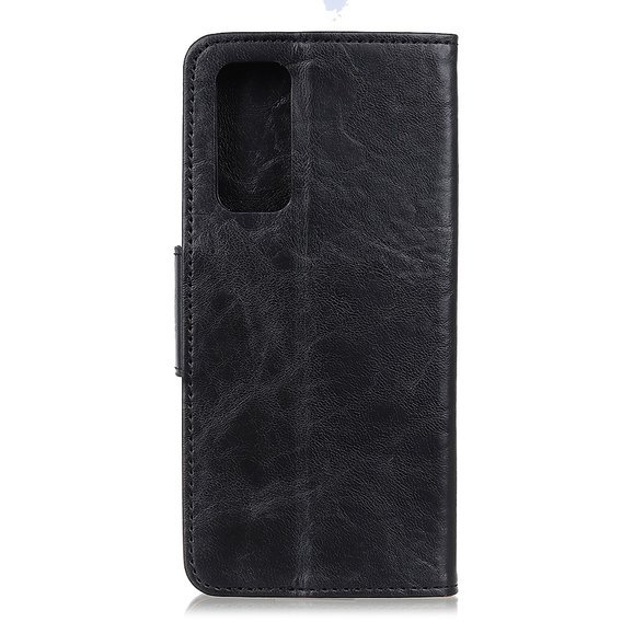 Pattintható tok a Huawei P Smart 2021, Split Leather Wallet, fekete