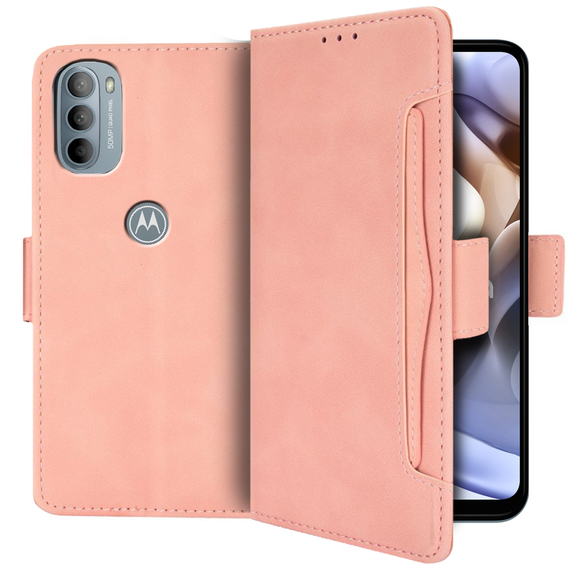 Pattintható tok a Motorola Moto G71 5G, Card Slot, rózsaszín