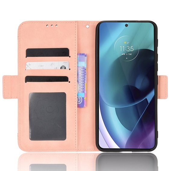 Pattintható tok a Motorola Moto G71 5G, Card Slot, rózsaszín