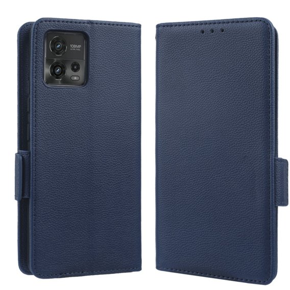 Pattintható tok a Motorola Moto G72, Wallet Thin Magnet, sötétkék