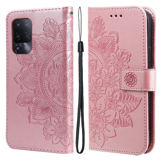 Pattintható tok a Oppo Reno5 Z / A94 / A95 5G, Mandala, rózsaszín rose gold