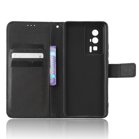 Pattintható tok a Poco F5 Pro 5G, Wallet Smart Magnet, fekete