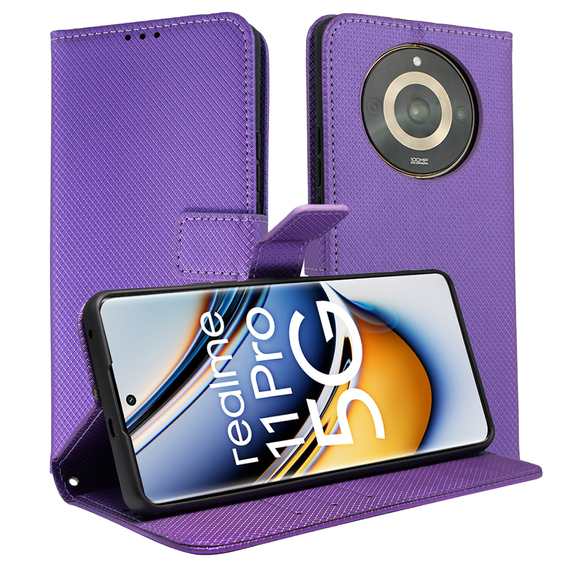 Pattintható tok a Realme 11 Pro 5G / Pro+ 5G, Wallet Smart Magnet, lila