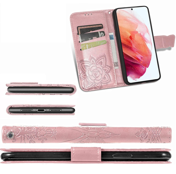 Pattintható tok a Realme 12 Pro 5G / 12 Pro+ 5G, Butterfly, rózsaszín rose gold