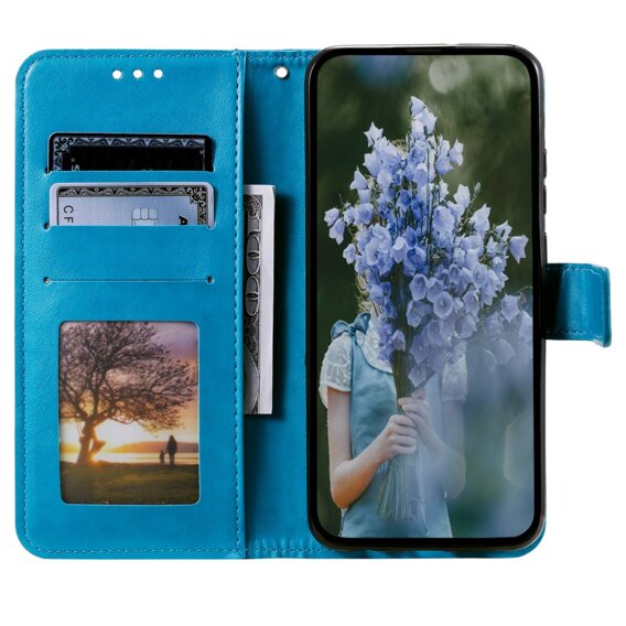 Pattintható tok a Samsung Galaxy A25 5G, Mandala Flower, kék + 9H üveg