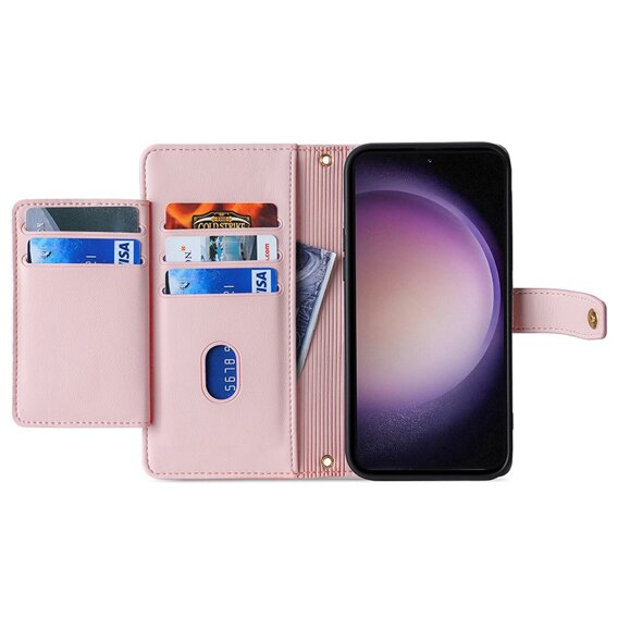 Pattintható tok a Samsung Galaxy A25 5G, Wallet Zipper Pocket, rózsaszín