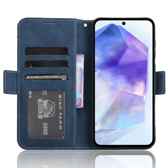 Pattintható tok a Samsung Galaxy A55 5G, Card Slot, kék