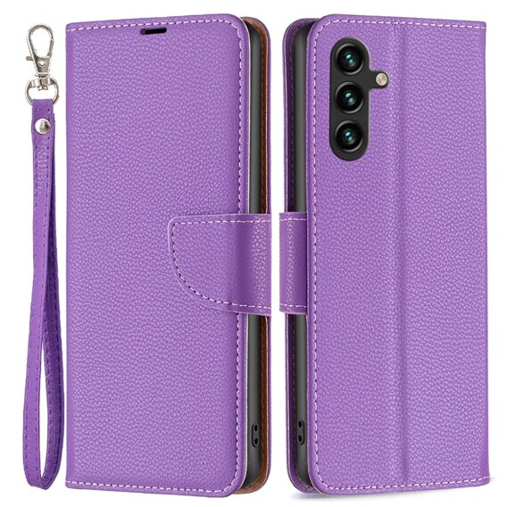 Pattintható tok a Samsung Galaxy A55 5G, Wallet Litchi Leather, lila