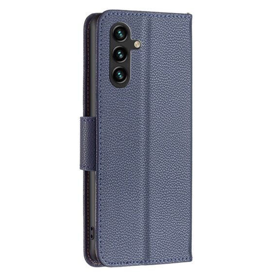 Pattintható tok a Samsung Galaxy A55 5G, Wallet Litchi Leather, tengerészkék