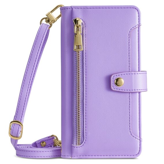 Pattintható tok a Samsung Galaxy M34, Wallet Zipper Pocket, lila