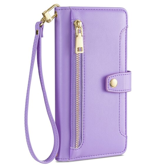 Pattintható tok a Samsung Galaxy M34, Wallet Zipper Pocket, lila