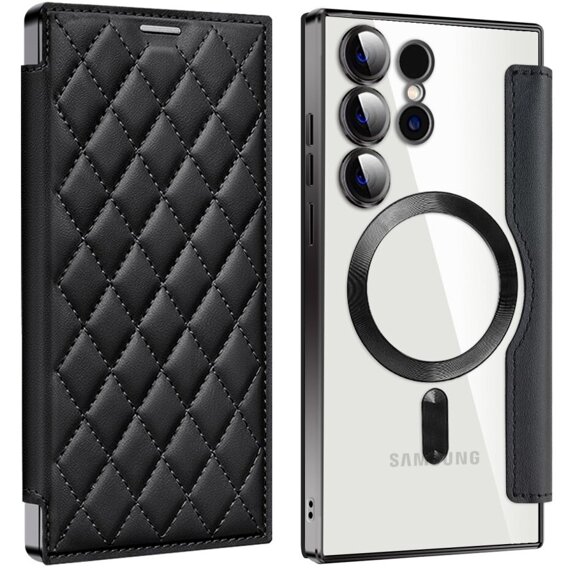 Pattintható tok a Samsung Galaxy S24 Ultra, RFID Wallet MagSafe CamShield, fekete
