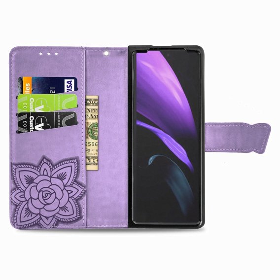 Pattintható tok a Samsung Galaxy Z Fold 4 5G, Butterfly, lila