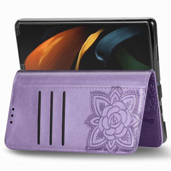 Pattintható tok a Samsung Galaxy Z Fold 4 5G, Butterfly, lila