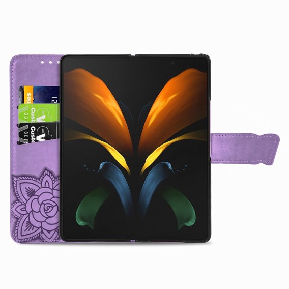 Pattintható tok a Samsung Galaxy Z Fold 4 5G, Butterfly, lila