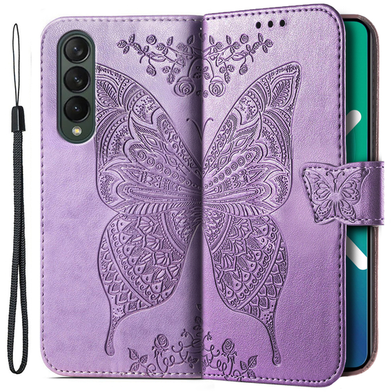 Pattintható tok a Samsung Galaxy Z Fold 4 5G, Butterfly, lila