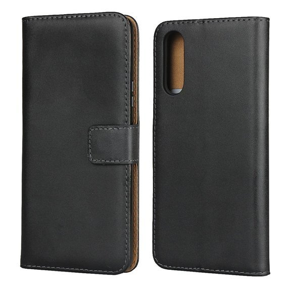 Pattintható tok a Sony Xperia 10 II, Case Genuine Leather, fekete