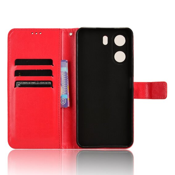 Pattintható tok a Xiaomi Redmi 13C / Poco C65, Crazy Horse Wallet, piros