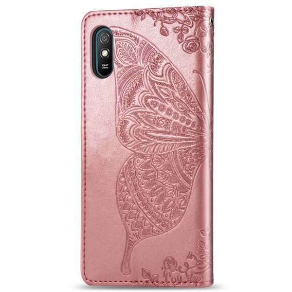 Pattintható tok a Xiaomi Redmi 9A, Butterfly, rózsaszín rose gold