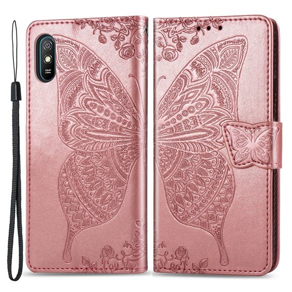 Pattintható tok a Xiaomi Redmi 9A, Butterfly, rózsaszín rose gold