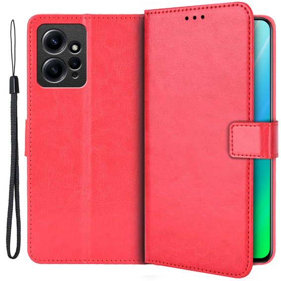 Pattintható tok a Xiaomi Redmi Note 12 4G, Crazy Horse Wallet, piros