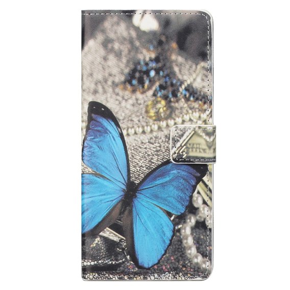 Pattintható tok a Xiaomi Redmi Note 12S, Wallet Butterfly, kék