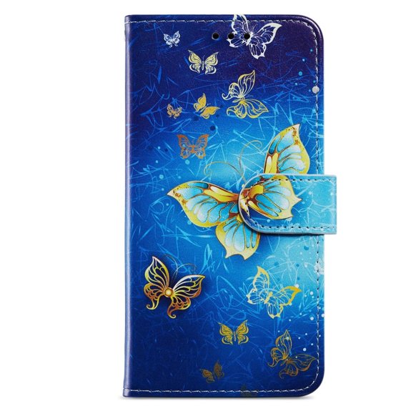 Pattintható tok a Xiaomi Redmi Note 12S, Wallet Butterfly, kék