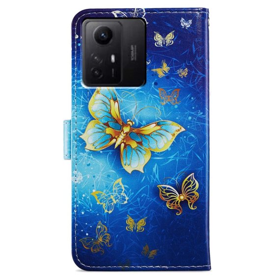 Pattintható tok a Xiaomi Redmi Note 12S, Wallet Butterfly, kék