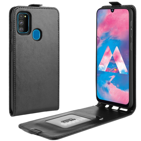 Pattintható tok aSamsung Galaxy M21, Flip, fekete