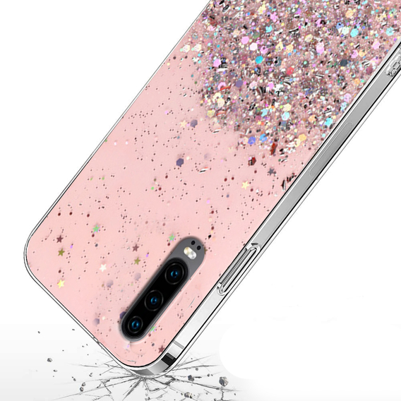 Telefontok a Huawei P30, Glittery, rózsaszín