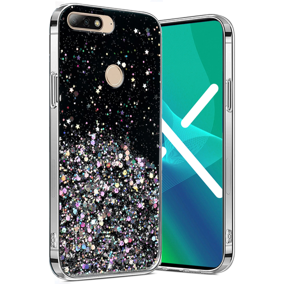 Telefontok a Huawei Y7 2018/Enjoy 8, Glittery, fekete