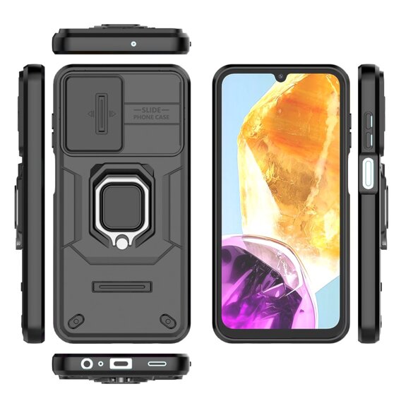 Telefontok a Samsung Galaxy M15 5G, KickStand Camera Lens, fekete