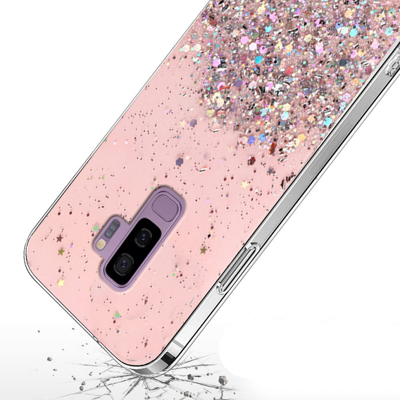 Telefontok a Samsung Galaxy S9+ Plus, Glittery, rózsaszín