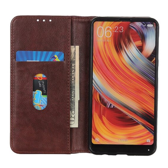 Telefontok a Xiaomi Redmi Note 13 Pro 5G, Wallet Litchi Leather, barna