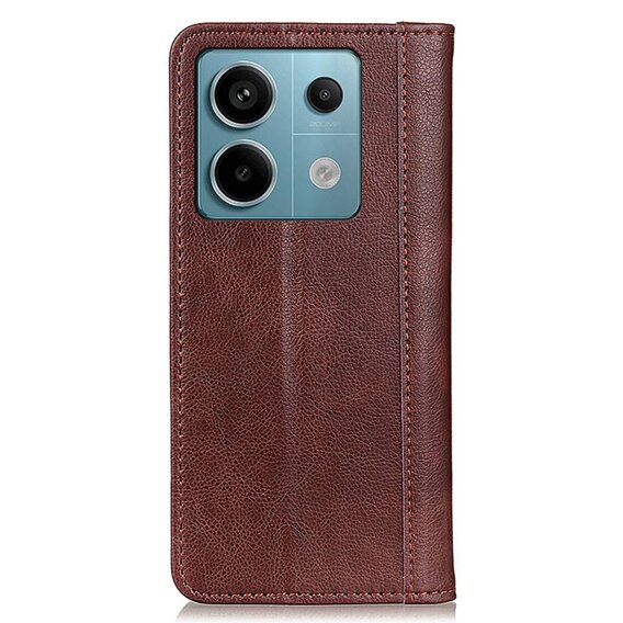 Telefontok a Xiaomi Redmi Note 13 Pro 5G, Wallet Litchi Leather, barna