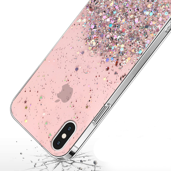 Telefontok a iPhone X/XS, Glittery, rózsaszín