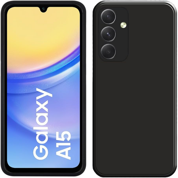 Tok Samsung Galaxy A15, szilikon Lite, fekete + üveg 9H