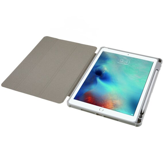 Tok iPad 10.2 2021 / 2020 / 2019, Smartcase Hybrid, tolltartó résszel, szürke