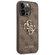 GUESS Telefontok a iPhone 14 Pro, 4G Big Metal Logo, barna